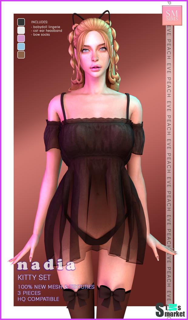 сет PEACH | Nadia Kitty Set by M Sims для Симс 4. Скачать мод