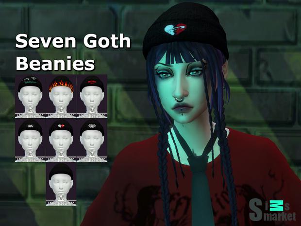 Seven Goth Beanies для Симс 4. Скачать мод