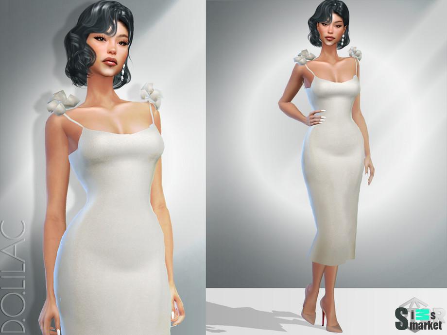 Шелковое платье DO970 для Симс 4. Скачать мод