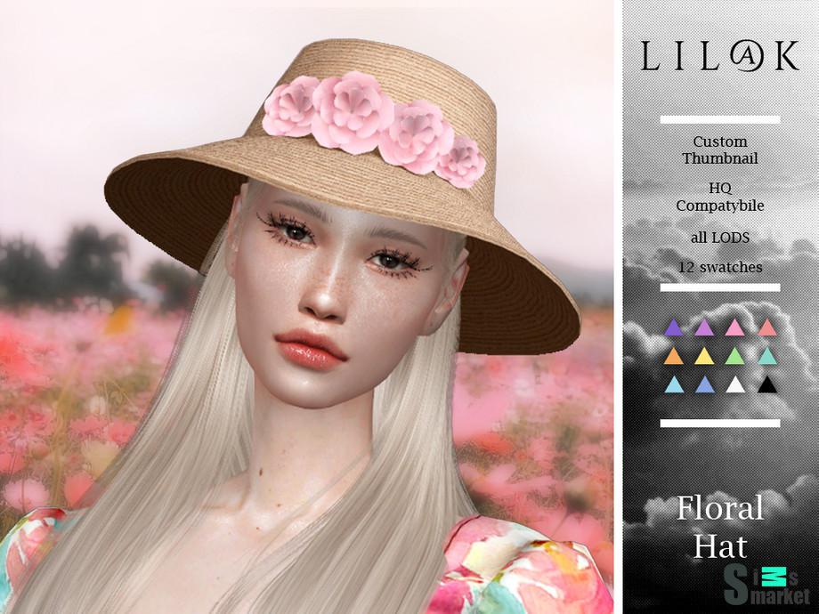 Шляпка Floral by Lil@k для Симс 4. Скачать мод