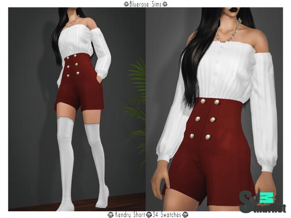 Шорты kendry by bluerose-sims для Симс 4. Скачать мод