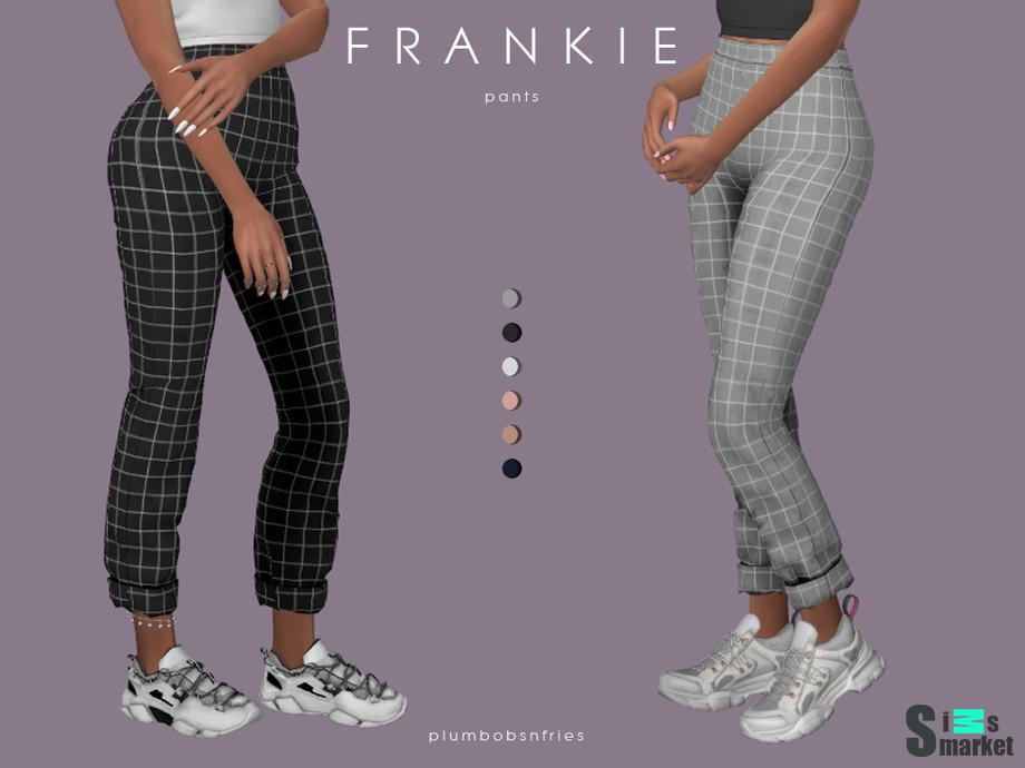 Штаны FRANKIE by Plumbobs n Fries  для Симс 4. Скачать мод