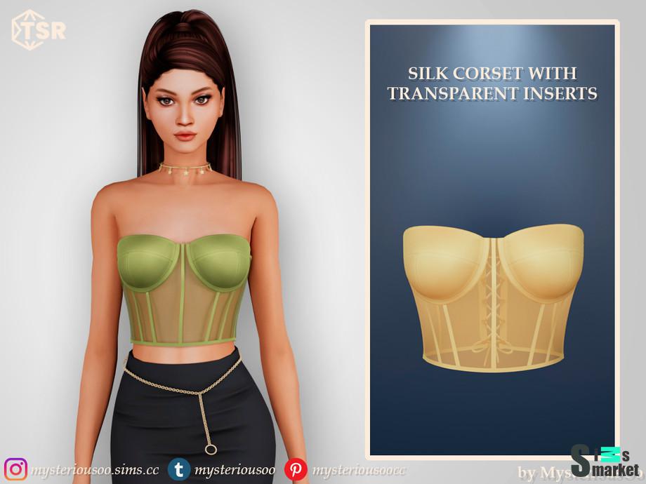 Silk corset with transparent inserts для Симс 4. Скачать мод