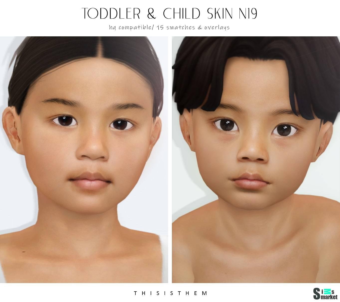 Скинтон для детей и тоддлеров "Toddler&Child Skin N19" для Симс 4 для Симс 4. Скачать мод