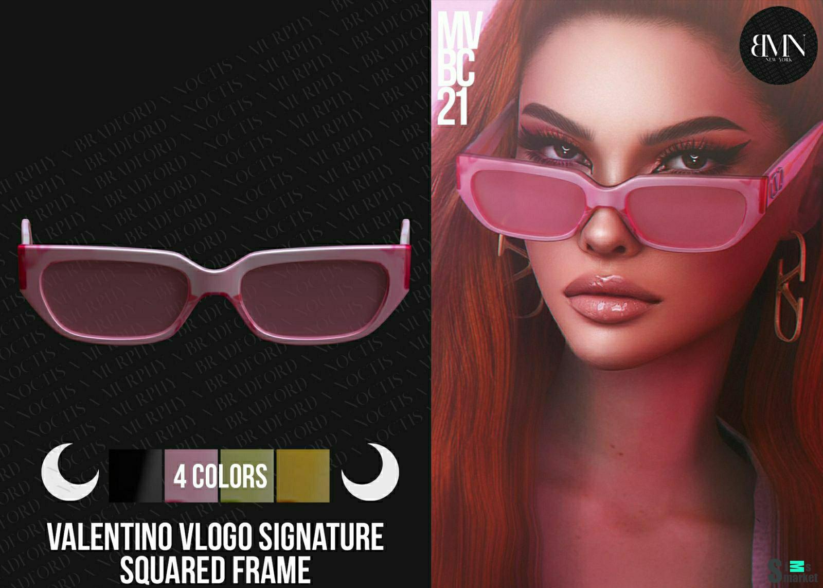 Солнечные очки "Valentino VLogo Signature Squared Acetate Frame"  для Симс 4. Скачать мод