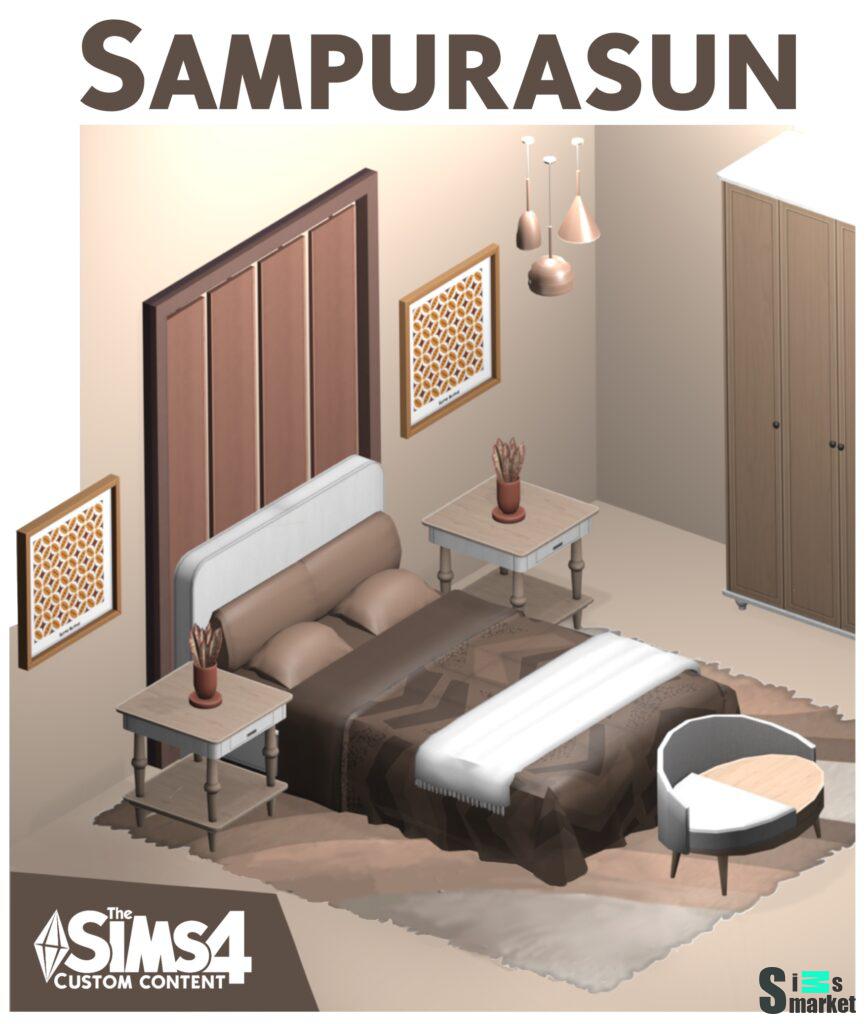 Спальня "SAMPURASUN BEDROOM" для Симс 4. Скачать мод