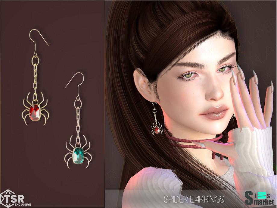 Spider Earrings by PlayersWonderland для Симс 4. Скачать мод