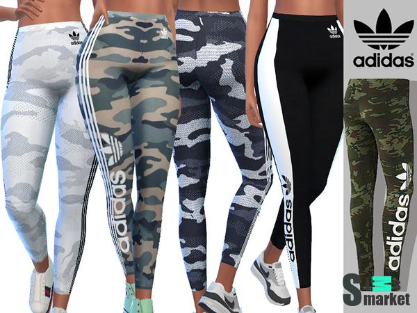 Спортивные штаны Camo Adidas by Pinkzombiecupcakes для Симс 4. Скачать мод