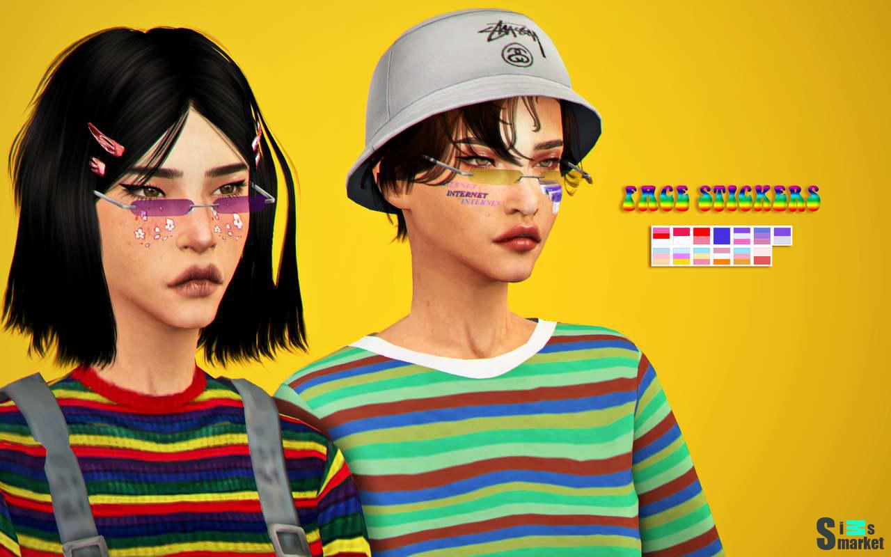 Стикеры для лица "face stickers" для Симс 4 для Симс 4. Скачать мод