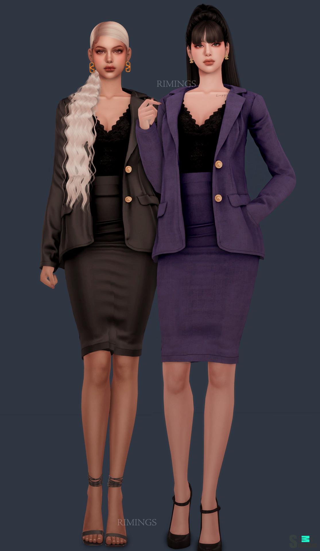Строгая одежда из двух предметов для Симс 4. Скачать мод