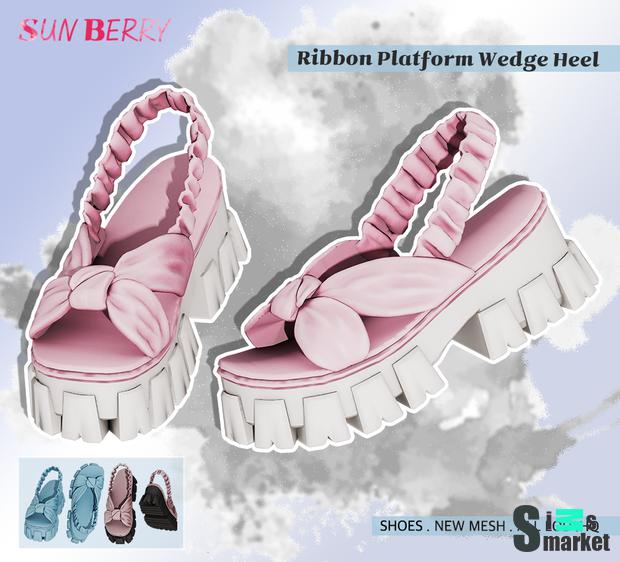 [SUNBERRY] Ribbon Platform Wedge Heel 22.70 для Симс 4. Скачать мод