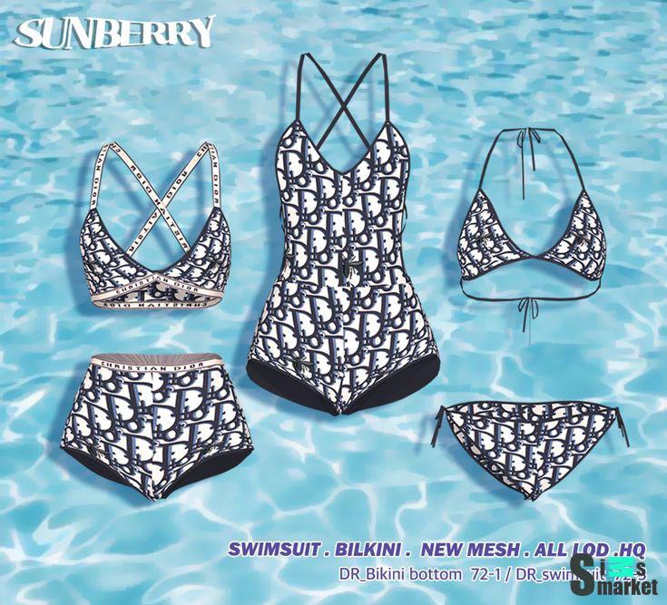 SUNBERRY SWIM SET.[SWIMSUIT,BIKINI] для Симс 4. Скачать мод