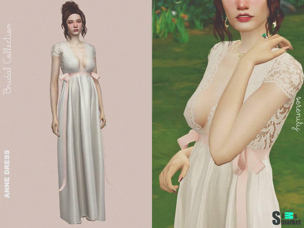Свадебное платье "Anne Wedding Dress" для Симс 4 для Симс 4. Скачать мод