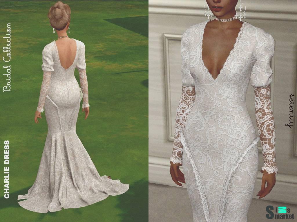 Свадебное платье "Charlie Wedding Dress" для Симс 4 для Симс 4. Скачать мод
