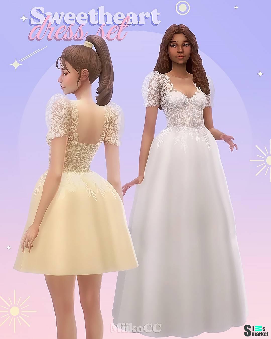 Свадебное платье "Sweetheart dress set" для Симс 4 для Симс 4. Скачать мод