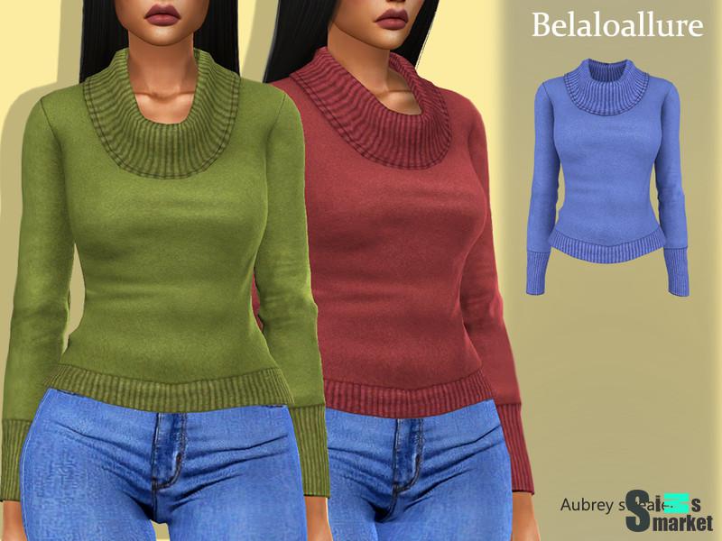 Свитер Aubrey от belloallure  для Симс 4. Скачать мод