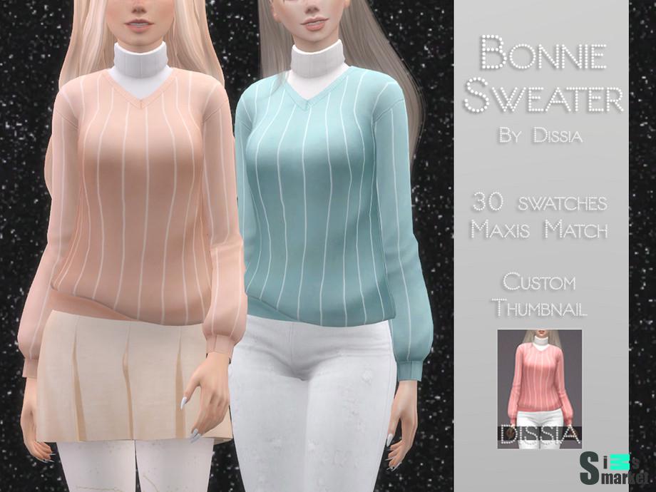 Свитер Bonnie by Dissia для Симс 4. Скачать мод