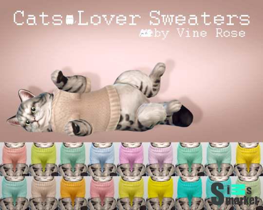 Свитер "Cats Lover Sweaters" для Симс 4 для Симс 4. Скачать мод