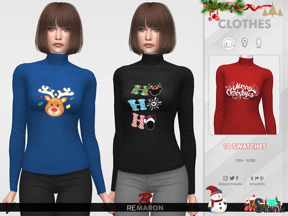 Свитер Christmas by remaron для Симс 4. Скачать мод