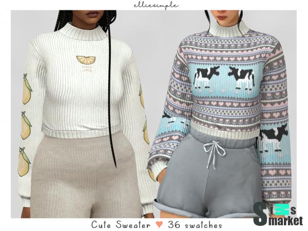 Свитер cute by elliesimple для Симс 4. Скачать мод