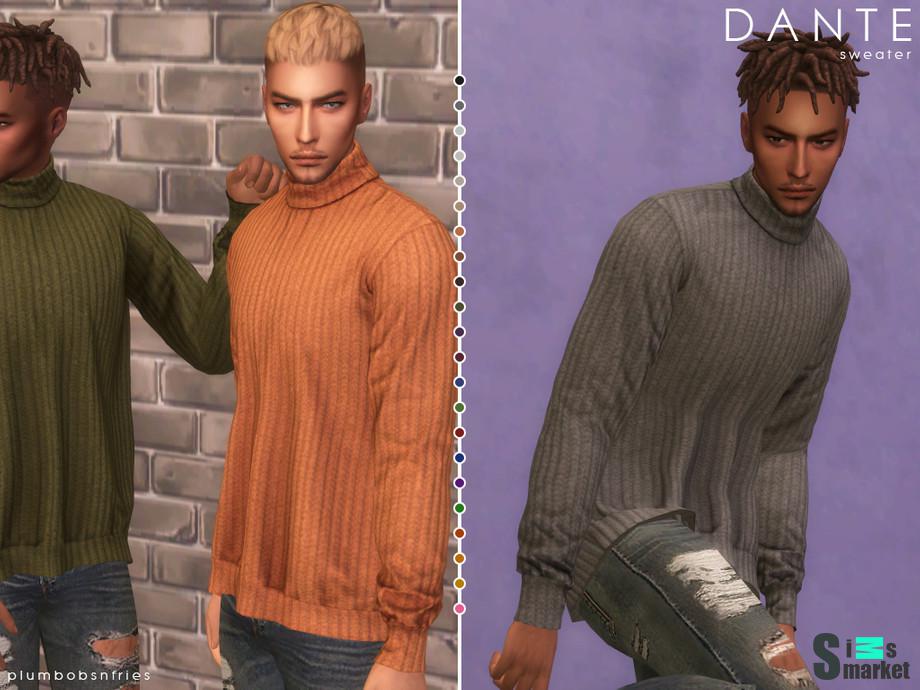Свитер DANTE by Plumbobs n Fries для Симс 4. Скачать мод