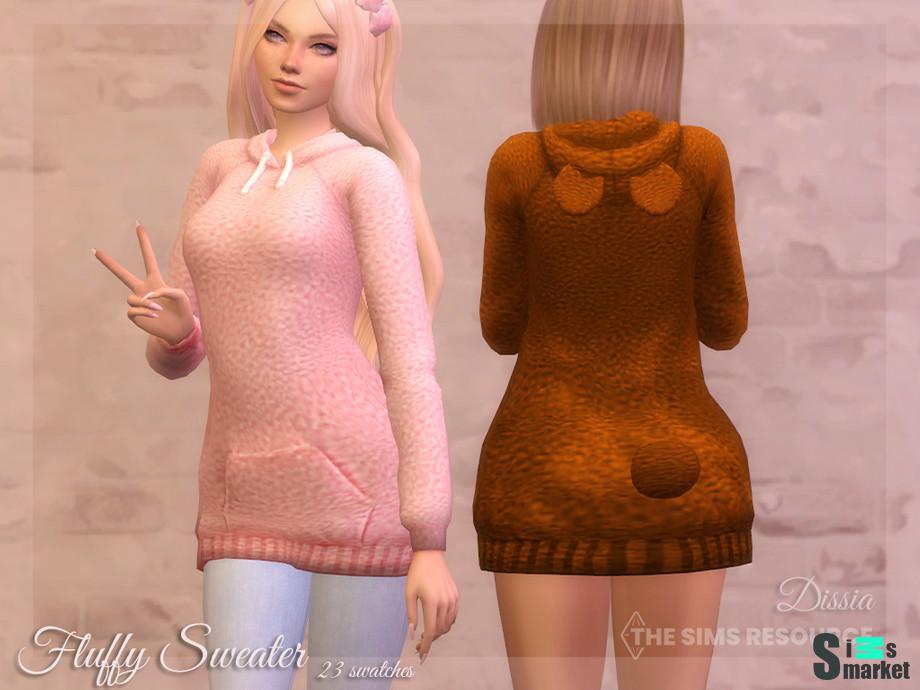 Свитер Fluffy by Dissia для Симс 4. Скачать мод