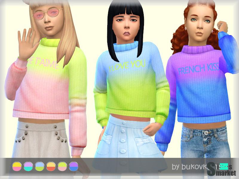 Свитер Gradient от bukovka для Симс 4. Скачать мод