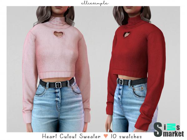 Свитер heart by elliesimple для Симс 4. Скачать мод