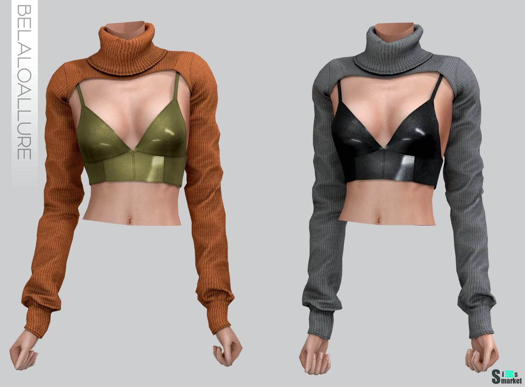 Свитер и бралетт "Hanna top"  для Симс 4. Скачать мод