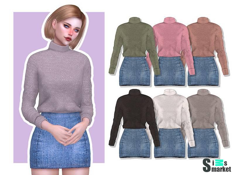 Свитер и юбка "Pansy" для Симс 4 для Симс 4. Скачать мод