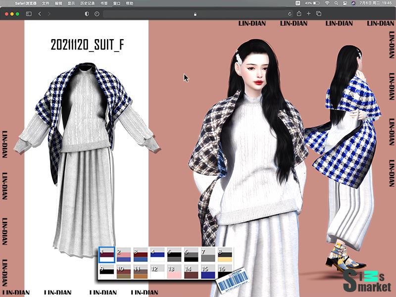 Свитер и платье by LIN_DIAN для Симс 4. Скачать мод