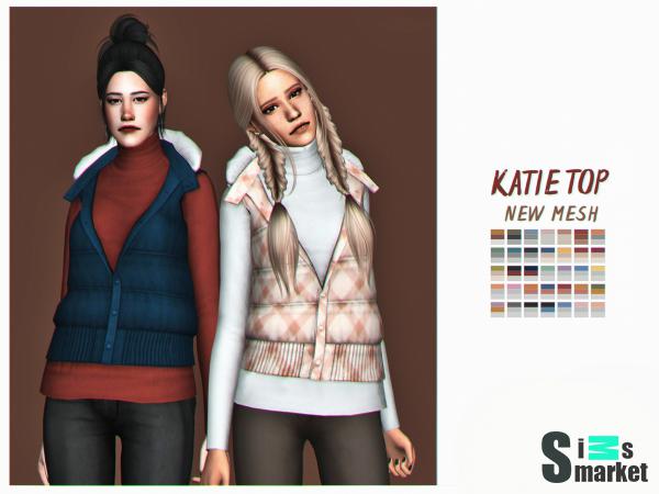 Свитер и жилетка  katie by adrienpastel для Симс 4. Скачать мод