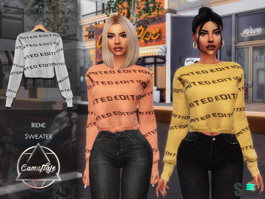 Свитер Irene by Camuflaje для Симс 4. Скачать мод