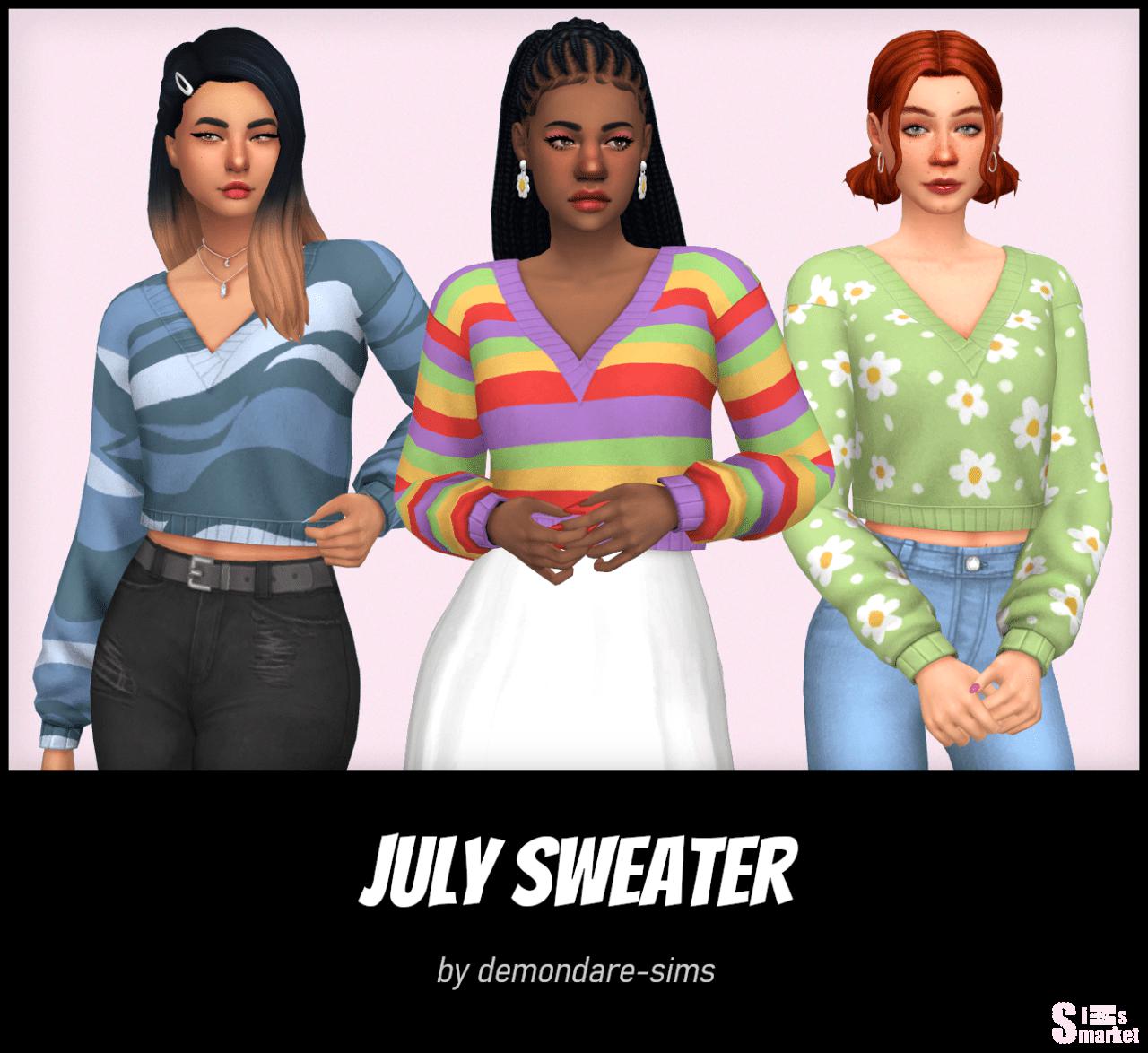 Свитер "July Sweater" от demondare для Симс 4. Скачать мод