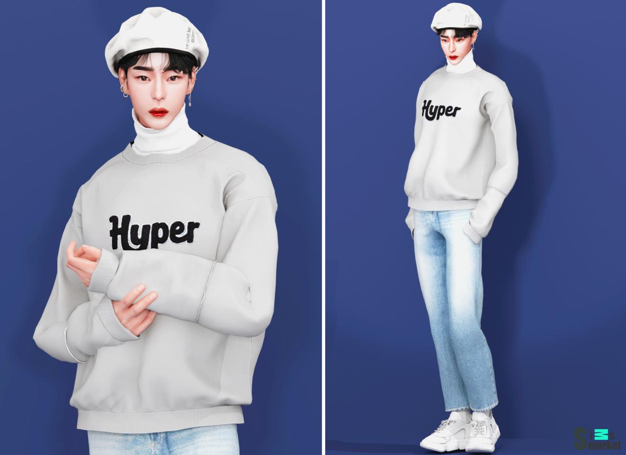 Свитер Jungwon by plbsims для Симс 4. Скачать мод