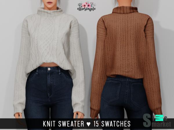 Свитер knit by  elliesimple для Симс 4. Скачать мод