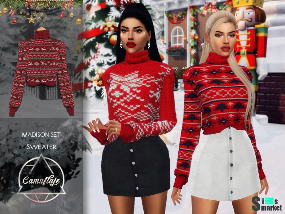 Свитер Madison by Camuflaje для Симс 4. Скачать мод