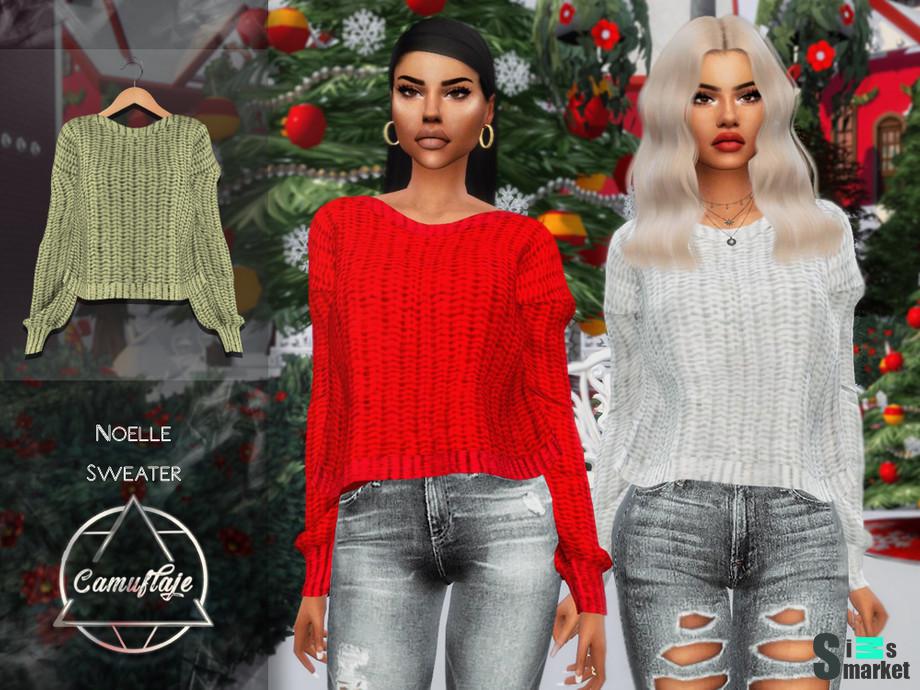 Свитер Noelle by Camuflaje для Симс 4. Скачать мод