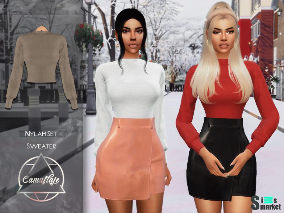 Свитер Nylah by Camuflaje для Симс 4. Скачать мод