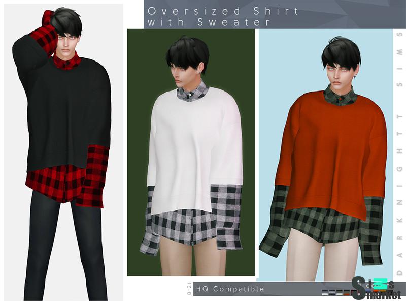 Свитер Oversized2 by DarkNighTt для Симс 4. Скачать мод