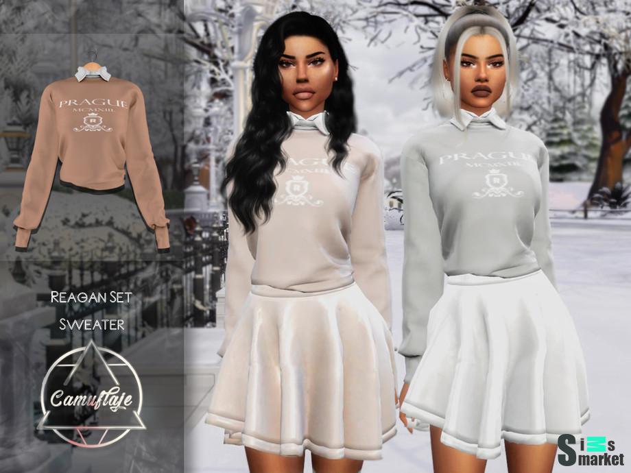 Свитер Reagan by Camuflaje для Симс 4. Скачать мод