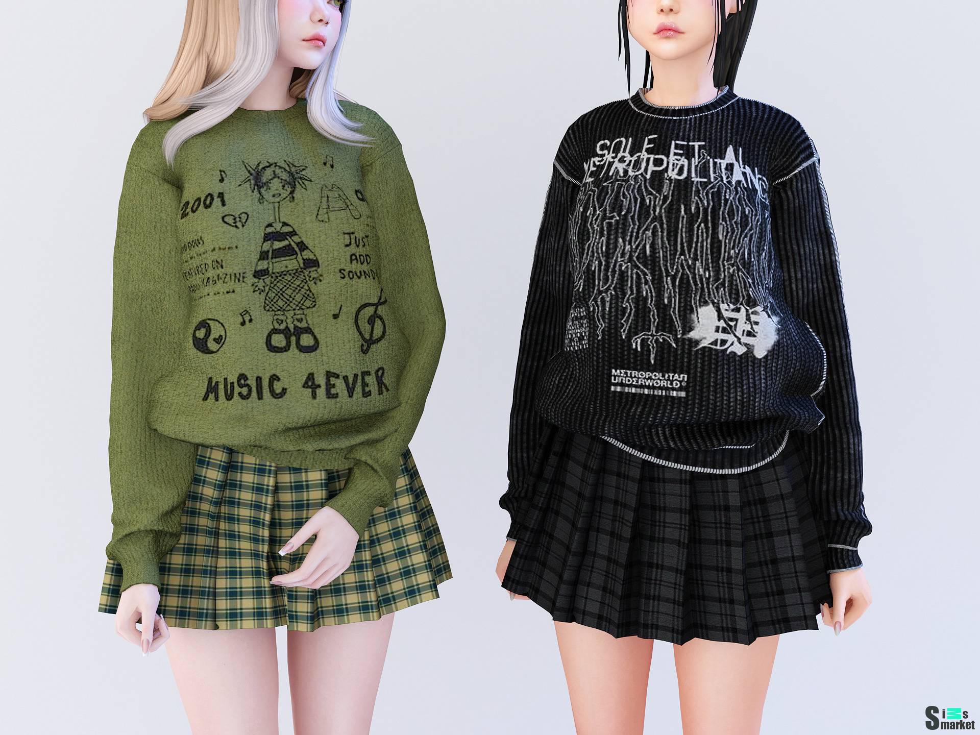 Свитер с юбкой "Sweatshirt With skirt" для Симс 4 для Симс 4. Скачать мод