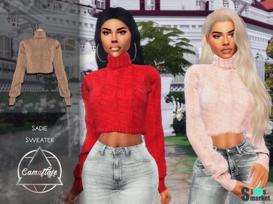 Свитер Sadie by Camuflaje для Симс 4. Скачать мод