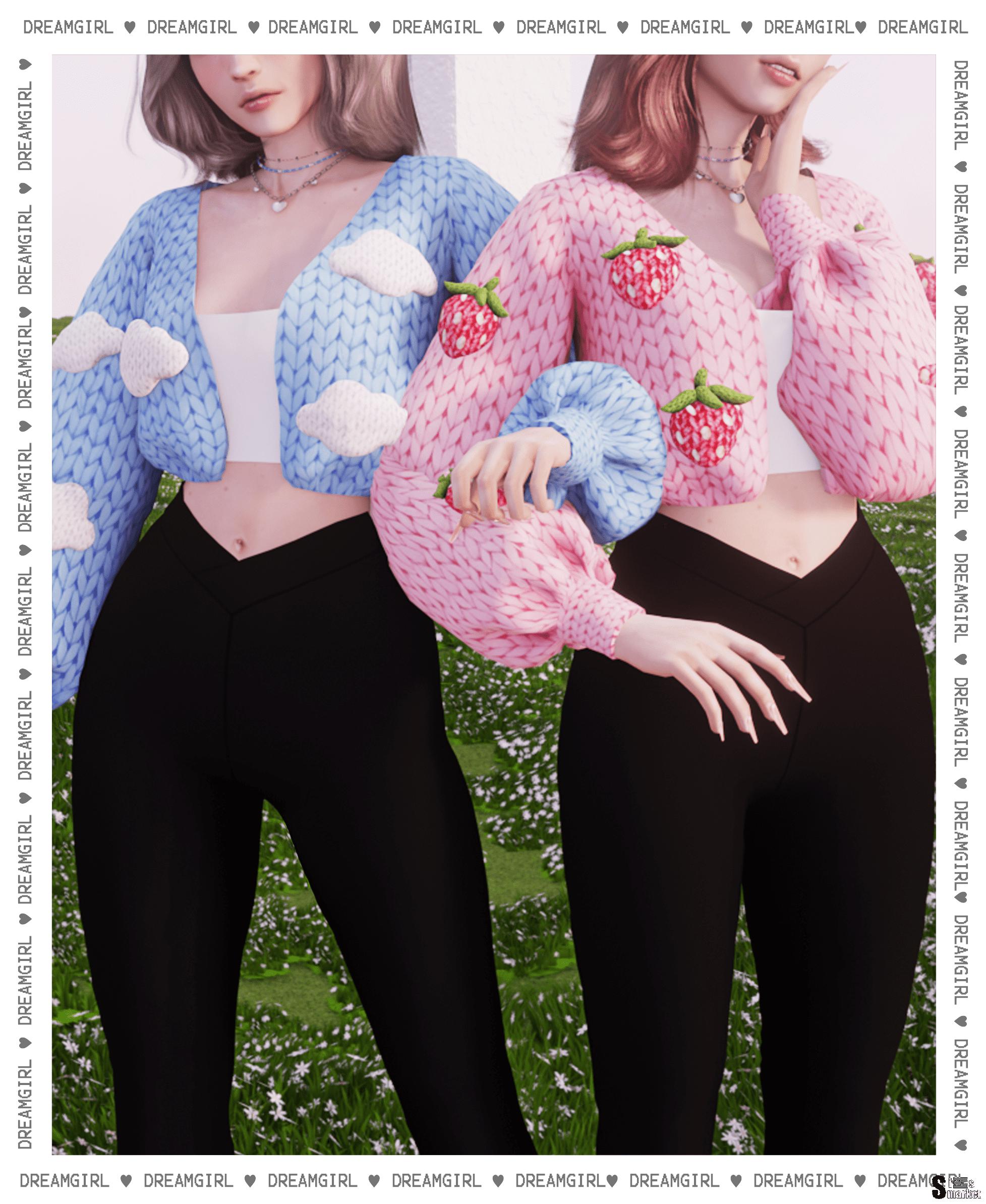 Свитер strawberry & cloud by  для Симс 4. Скачать мод