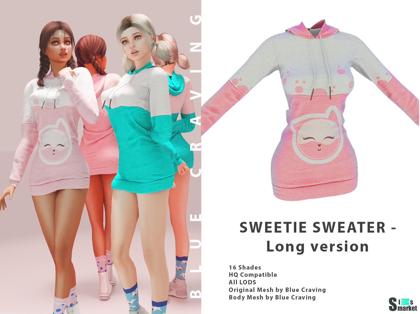 Свитер sweetie by Blue Craving для Симс 4. Скачать мод