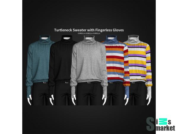 Свитер turtleneck by gorilla для Симс 4. Скачать мод