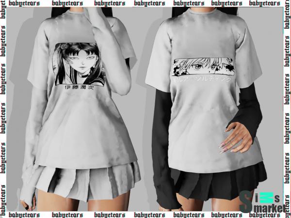 Свитшот anime by babyetears для Симс 4. Скачать мод