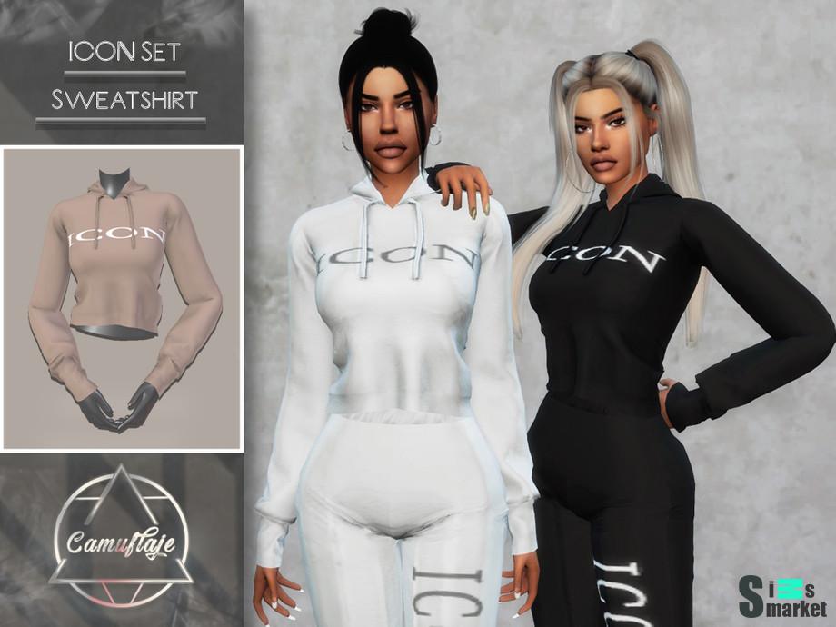 Свитшот ICON by Camuflaje  для Симс 4. Скачать мод