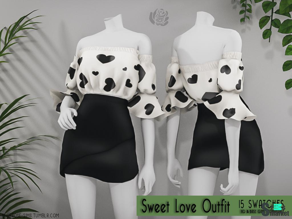 Sweet Love Outfit для Симс 4. Скачать мод
