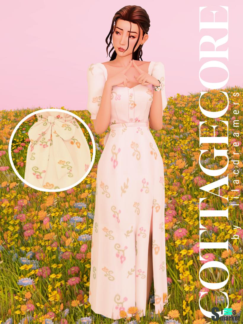 Sweetheart Cottagecore Dress для Симс 4. Скачать мод